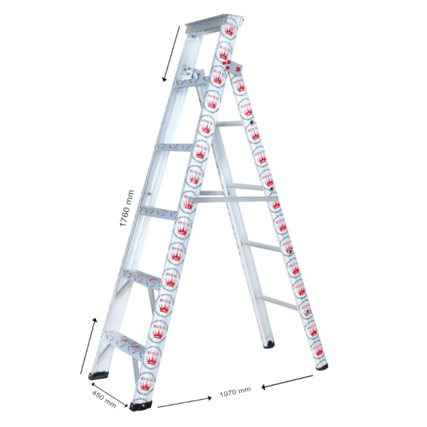 Royal Aluminium 6 FEET Multi/Dual Purpose Extension Ladder (Silver, Heavy)